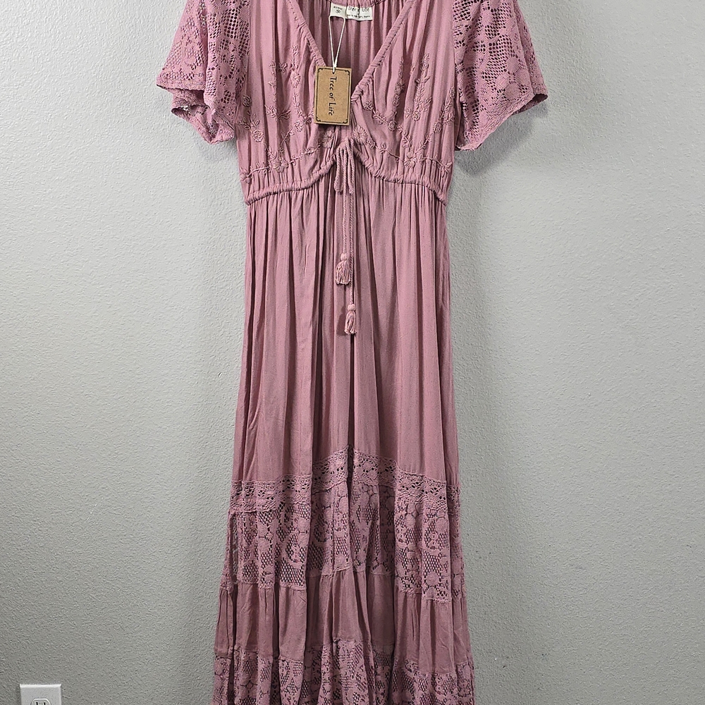 Tree Of Life Dusty Rose Maxi Dress Lace